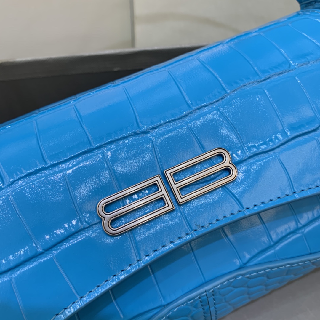 Balenciaga XX Small Flap Bag Crocodile Embossed Blue